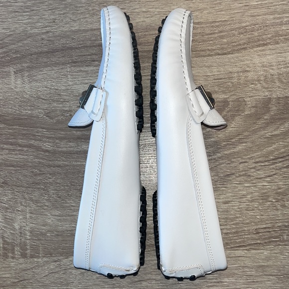 Authentic Tod’s Double T White Leather Gommino Driving Loafer Shoes - Picture 8 of 16